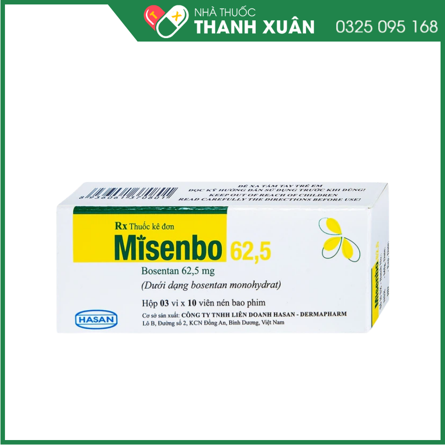 Misenbo 62,5 mg điều trị tăng huyết áp động mạch phổi